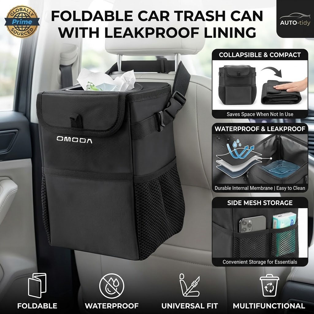 Waterproof Car Trash Can With Lid - Faltbarer, tragbarer, auslaufsicherer, wasserdichter Mülleimer mit